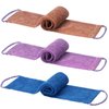 3 Pieces African Exfoliating Net Sponge, African Bathing Back Scrubbers, Shower Net Body Scrubber with Pull Strap (Blue Purple Coffee)