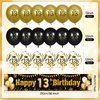 13th Birthday Decorations for Boys Girls Black and Gold Happy Birthday Yard Banner 18PCS 13th Birthday Confetti Balloons for Kids 13 Years Old Anniversary Birthday Party Supplies Outdoor Yard Decor