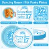 96Pcs Dancing Queen 17th Birthday Party Supplies Young and Sweet Only 17 Birthday Paper Plates Napkins Disposable Dancing Queen Disco Dinnerware for Party Bachelorette Decoration Serve 24