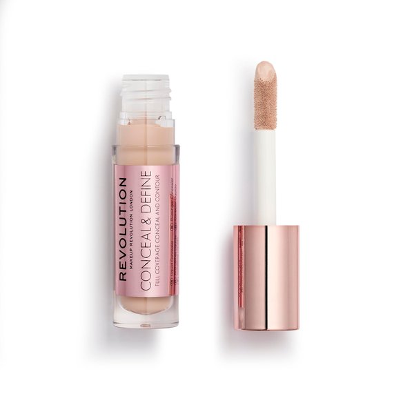 Makeup Revolution Conceal & Define Concealer, Full Coverage Makeup Concealer, Matte Finish & Long Wear, For Fair Skin Tones, Vegan, C4, 4ml