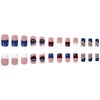 Independence Day Press on Nails Short Square Fake Nails 4th of July Red White Blue French Tip Design with Red Lips False Nails American Flag Glue on Nails for Women Patriotic Manicure Decoration 24Pcs