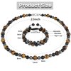 Men Tiger Eye Beaded Necklace Bracelet Triple Protection Jewelry Sets Hematite Black Obsidian Healing Crystal Stone Chakra Necklace