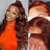 Vemalin Reddish Brown Lace Front Wigs Human Hair 13x4 HD Transparent Lace Fronttal Wigs Human Hair for Black Women Auburn Colored 180% Density Pre Plucked Body Wave Glueless Wigs Human Hair 28 Inch