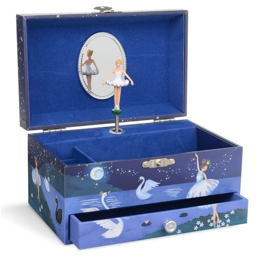 Jewelkeeper Girl's Ballerina Musical Jewelry Storage Box with Pullout Drawer, Glitter Design, Swan Lake Tune