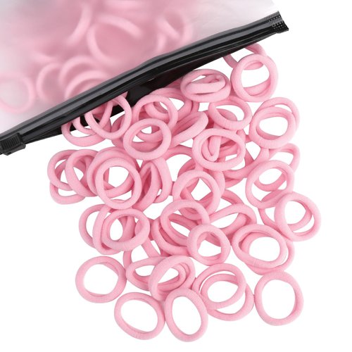 Mini Hair Bands for Girls, Zingso Colored Soft Small Tiny Elastic Hair Ties Rubber Bands Hair Bands Ponytail Holders for Baby Kids Girls (Light Pink(100PCS))