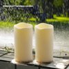 2PACK Outdoor Waterproof plastic flameless Candles with Remote Control and Timer, LED Flickering Battery Operated electric Pillar Candles (D3 xH5.5) for Camping, Weddings, Gifts ，Home Decoration