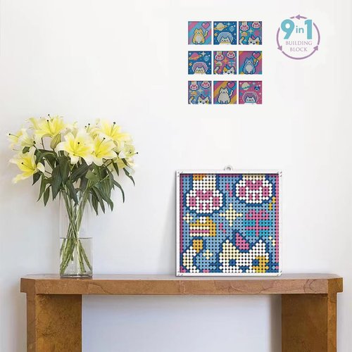 BDYDT Animal Cat Art Building Blocks Set; Wall Art Decor DIY Set(900 Pieces) Toys Gifts for Kids and Adults