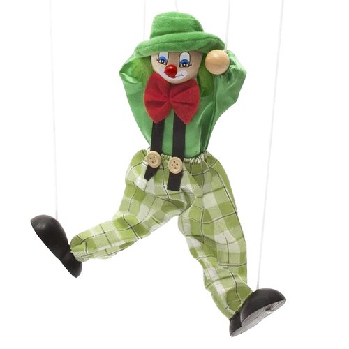Hand Puppet Clown Wood Marionette Toys Pull Strings Puppet Doll Movable Hands and Feet,Xmas Parent-Child Interactive Fun Toys Gift