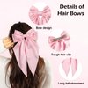 Gute 6 PCS Hair Bows for Women,Satin Big Hair Bow Clips,French Long Tail Hair Bows for Girls Hair Accessories for Birthday,Dress Up,Christmas(Black,White,Pink,Green,Navy,Wine Red)