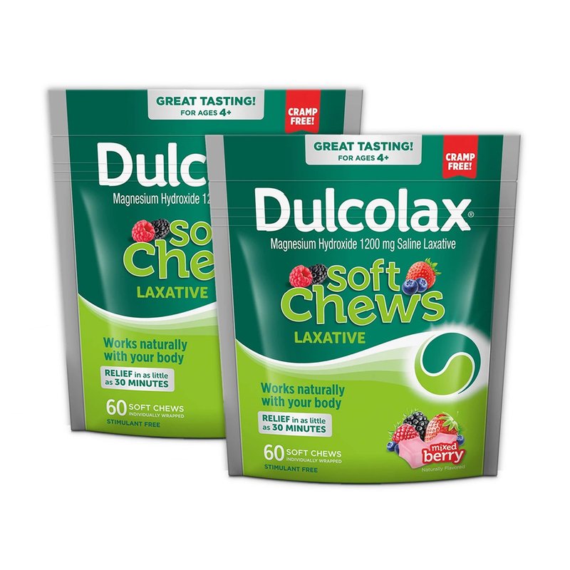 Dulcolax Soft Chews Saline Laxative Mixed Berry (60ct) Gentle Constipation Relief, Magnesium Hydr...