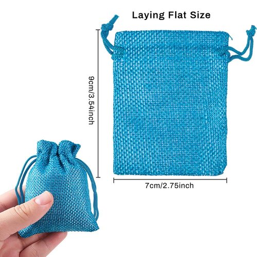 BENECREAT 30 Pack 15 Color Small Burlap Bags with Drawstring Gift Bags Jewelry Pouch for Candy Storage, Wedding Party and DIY Craft Packing, 3.5 x 2.7 Inch