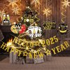 Gold Glitter Hello 2025 Happy New Year Banner 2025 New Years Banner New Year Eve Banner 2025 for Happy New Year Party Decorations 2025, New Years Eve Party Supplies 2025