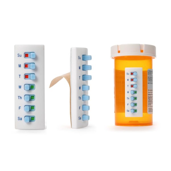 5 Pack Medication Tracker and Reminder, Take-n-Slide Reusable Pill Trackers, Attach to Your Bottle, 7 Day Tablet Reminder,Medicine,Vitamins, Adults, Pets, Pill Organizer Alternative, Multi Dose,Travel