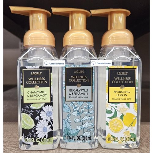 Lacura Wellness Collection Foaming Hand Soap, Chamomile & Bergamot, Eucalyptus & Spermint, Sparkling Lemon, 10.14oz 300ml (Three Bottles)