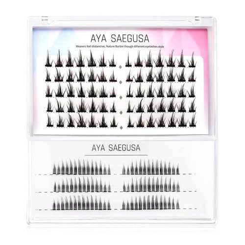 HOSAILY Manga Lash Clusters 2 Styles Segmented Asian Eyelashes Natural Look DIY Eyelash Extensions Mixed Lengths Natural Individual Lash Clusters