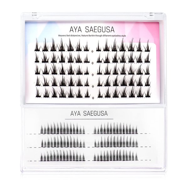 HOSAILY Manga Lash Clusters 2 Styles Segmented Asian Eyelashes Natural Look DIY Eyelash Extensions Mixed Lengths Natural Individual Lash Clusters
