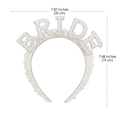 SHIDOW Pearl Bride Headbandty, Bride-to-Be Headband with Pearls - Bachelorette Party Decorations and Bridal Shower Gift(1 Pair)