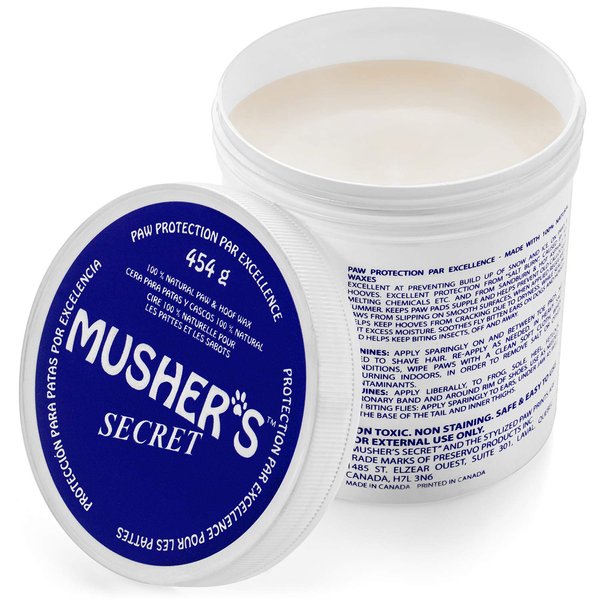 Musher's Secret Dog Paw Wax 454 g (16 oz) - Moisturizing Dog Paw Balm that Creates an Invisible Barrier That Protects and Heals Dry Cracked Paws - All-Natural with Vitamin E and Food-Grade Ingredients