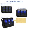 Toggle Switch Panel 3 Gang Aluminum Switch, 12V/24V Rocker Switch Panel, Waterproof On-Off Car Boat Switch, Blue LED Switch Panel for Marine Boat Automotive Car RV Truck Vehicles