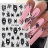 Halloween Nail Art Stickers Black Spider Web Halloween Nail Decals 3D Self Adhesive Halloween Nail Stickers for Nail Art Spider Bat Moon Halloween Day Nail Decorations for Women and Girls, 6Sheets