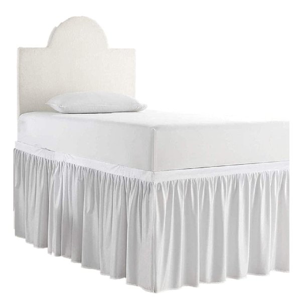 Ruffled Dorm Sized Bed Skirt Twin XL-College Dorm Bed Skirt - Extra Long Dorm Room Bed Skirt - Extended Bed Skirt Twin XL Perfect for College Loft Beds - White Dorm Bed Skirt (Twin XL/32 Drop)