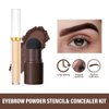 Eyebrow Stencil Kit, Professional Waterproof Brow Powder Stamp，One Step Brow Powder Stamp Makeup with 12 Reusable Eyebrow Stencils＆1 liquid concealer 04# (Black brow)