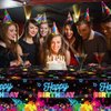 durony 2 Pack Glow in The Dark Birthday Party Tablecloth Neon Plastic Disposable Table Cover Paint Graffiti Happy Birthday Table Decorations for Let's Glow Birthday Party, 54 x 108 Inch