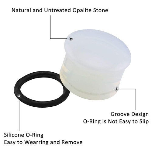 ZS Single Flare Clear Opalite Moonstone Ear Plugs and Tunnels with O-Ring Stretcher Expander Pair (0g(8mm))