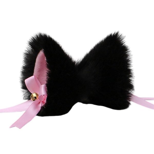 PurYupearl 2Pcs Cute Pink and Black Cat Ears Hair Clips Pins Hairpin Anime Lolita Cosplay Headwear Neko Cat Ears Headpiece Halloween Hair Accessories Headbands Hats and Caps