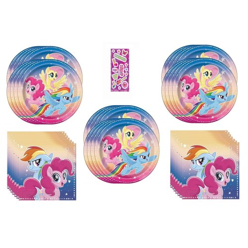 My Little Pony Birthday Party Supplies Baby Shower Bundle Pack includes 24 Lunch Plates and 32 Napkins