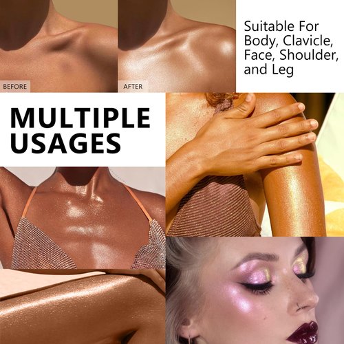 FREEORR Body Shimmer Oil,Liquid Glow Illuminator Body Luminizer Glow For Body Face Smooth Radiant Bronzer Highlighter Foundation 1.0 Fl Oz#107