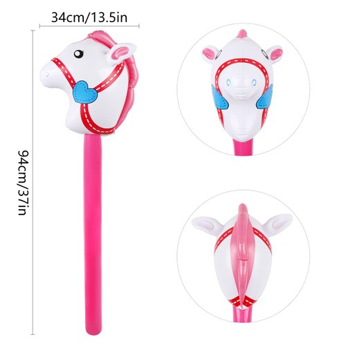 6 Pieces Inflatable Stick Horse,Inflatable Horsehead Stick Balloon Pony Stick for Christmas Horse Themed Birthday Party Decorations Supplies Favors Props Cowboy Horse Costume Stick,37 Inch Pink