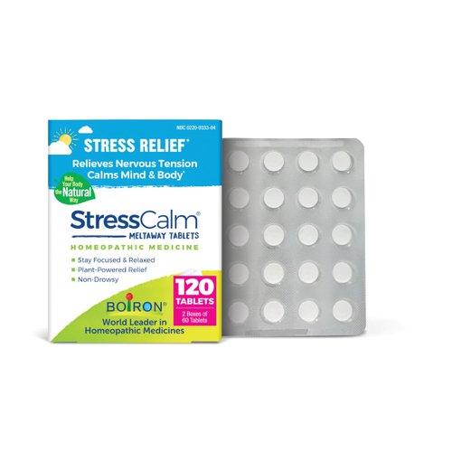 Boiron StressCalm Tablets for Relief of Stress, Anxiousness, Nervousness, Irritability, and Fatigue - 120 Count (2 Pack of 60)