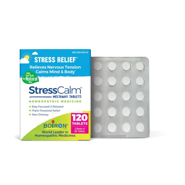 Boiron StressCalm Tablets for Relief of Stress, Anxiousness, Nervousness, Irritability, and Fatigue - 120 Count (2 Pack of 60)
