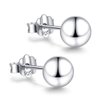 18K White Gold Plated Sterling Silver Ball Stud Earrings 3mm-8mm Options, Simple Polished Ball Studs Hypoallergenic Jewelry (5mm)