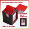 efunkdog Card Deck Box with MTG Commander Display Window, Trading Card Deck Case Holds 100 Double Sleeved Cards, PU Leather Card Storage Box for TCG with 2 Dividers and 1 Toploader (Black&Red)