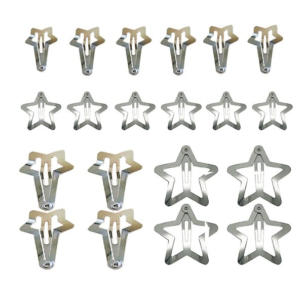 20PCS Star Hair Clips,y2k Silver Cute Snap Star Hair Clips,Metal Star Hair Clips Barrettes,4 Kinds Hair Accessories for Women Girls Hair Styling Gift