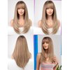 Getshow Blonde Wigs for Women Layered Straight Long Wig with Bangs Natural Synthetic Hair with Dark Roots