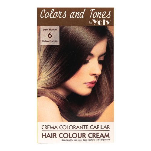 Yoly Color and Tones Permanent Hair Color Cream - 6 Dark Blonde - Subtle, Natural Shades - Long-Lasting Color - Easy Application