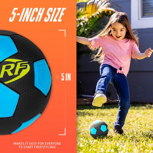 NERF Kids Mini Foam Soccer Ball - Freestyle Soft Foam Indoor + Outdoor Youth Soccer Ball - Extra-Grip + Low Bounce NERF Foam Ball - 5" Inch Toy Soccer Ball for Kids - Black + Blue