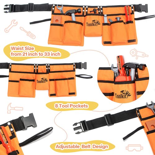 Kids Tool Set-Zealous Pretend Construction Toy with Kids Tool Belt, Toddler Tool Set with Angle Grinder Toys & Circular Saw, Child Play Tool Set for Boys Girls Ages 3,4,5,6,7 Years Old