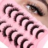 7 Pairs Manga Lashes Wet Look 18mm Flu-ffy D Curl Lashes Cat-Eye Lashes Volume Spiky Lashes Wispy Fairy Lashes Faux Mink False Eyelashes Japanese Korean Lashes(SJ02)