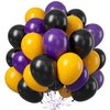 Balloons Purple Black Yellow, Purple Yellow Black Birthday Balloons, 50PCS Latex Balloons For Birthday Decoration Wedding Baby Shower Engagement DIY Hula Hoop Balloons Arch Decoration Party Supplies
