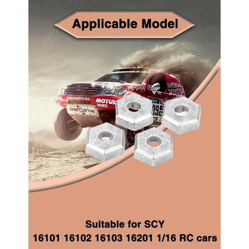 Rc Car Parts,4PCS 1/16 RC Wheel Hub Adapter RC Zinc Hex Connector Wheel Compatible for SCY 16101 16102 16103 16201 1/16.