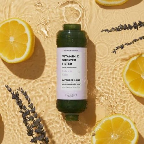 VOESH Shower & Empower Duo, Lavender Land, Vitamin C Shower Filter, Exfoliating Sugar Scrub, Body Wash, Clean Shower Care Set, Vegan Skincare, Spa Gift, Clean Beauty