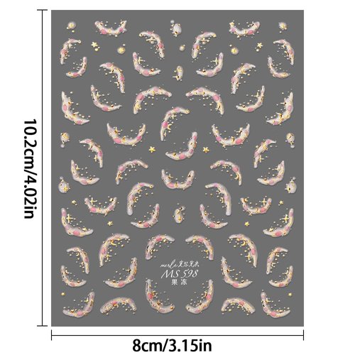 French Ice Crystal Soft Glue Nail Stickers For Nail Art Stickers Fantasy Mini Star Moon Jelly Nail Design Stickers Nail Decals Shiny Gold Pink French Tip Line Wave Strips Nail Sticker Nail Accessories