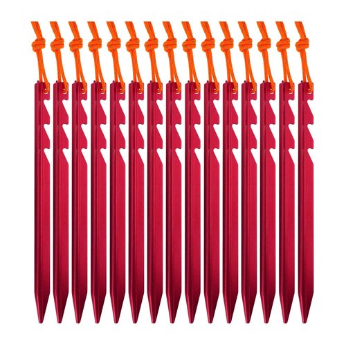 AnyGear 7075 Aluminum Tent Stakes 15 Pack - Ultralight Tri-Beam Tent Pegs with Reflective Rope - Essential Tent Accessories for Camping, Rain Tarps, Hiking, Backpacking