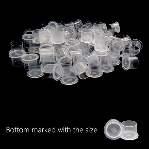 Tattoo Ink Cups 200PCS 17mm Big Tattoo Pigment Cups With Base Disposable Plastic Tattoo Ink Caps Cups for Tattoo Ink Tattoo Kits Supplies