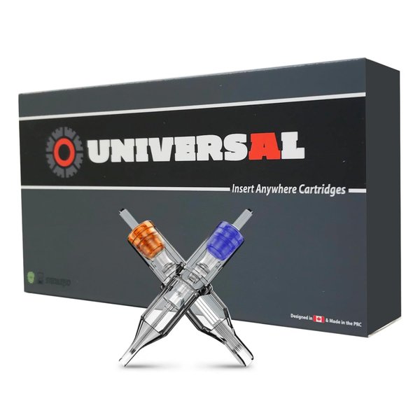 1RL - #6=0.18mm - Universal Tattoo Needle Cartridges - Box of 20 Disposable Cartridge - Curved Magnum Round Liners Rounds Shaders Straight Weave Magnums
