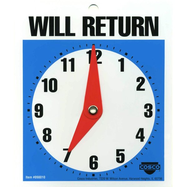 Cosco Sign, Will Return 5 x 6 Inches (098010)